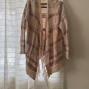 Old Navy Cozy Cream and Brown Patterned Women's Sweater XXL